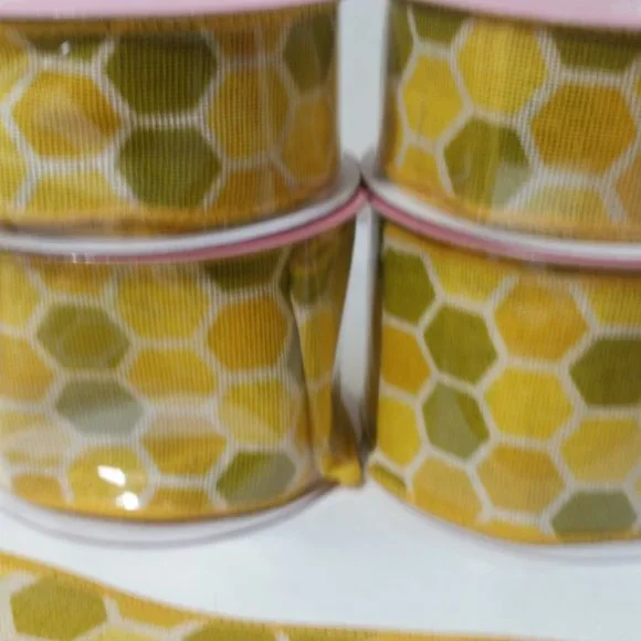 6 Rolls Wired Ribbon Honeycomb 1.5" & 2.5"